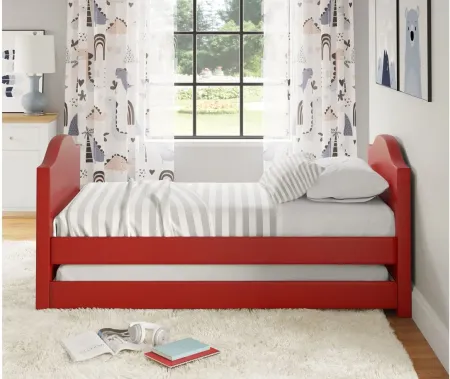 Mila Faux Leather Daybed with Rolling Trundle Set in Red by Boyd Flotation