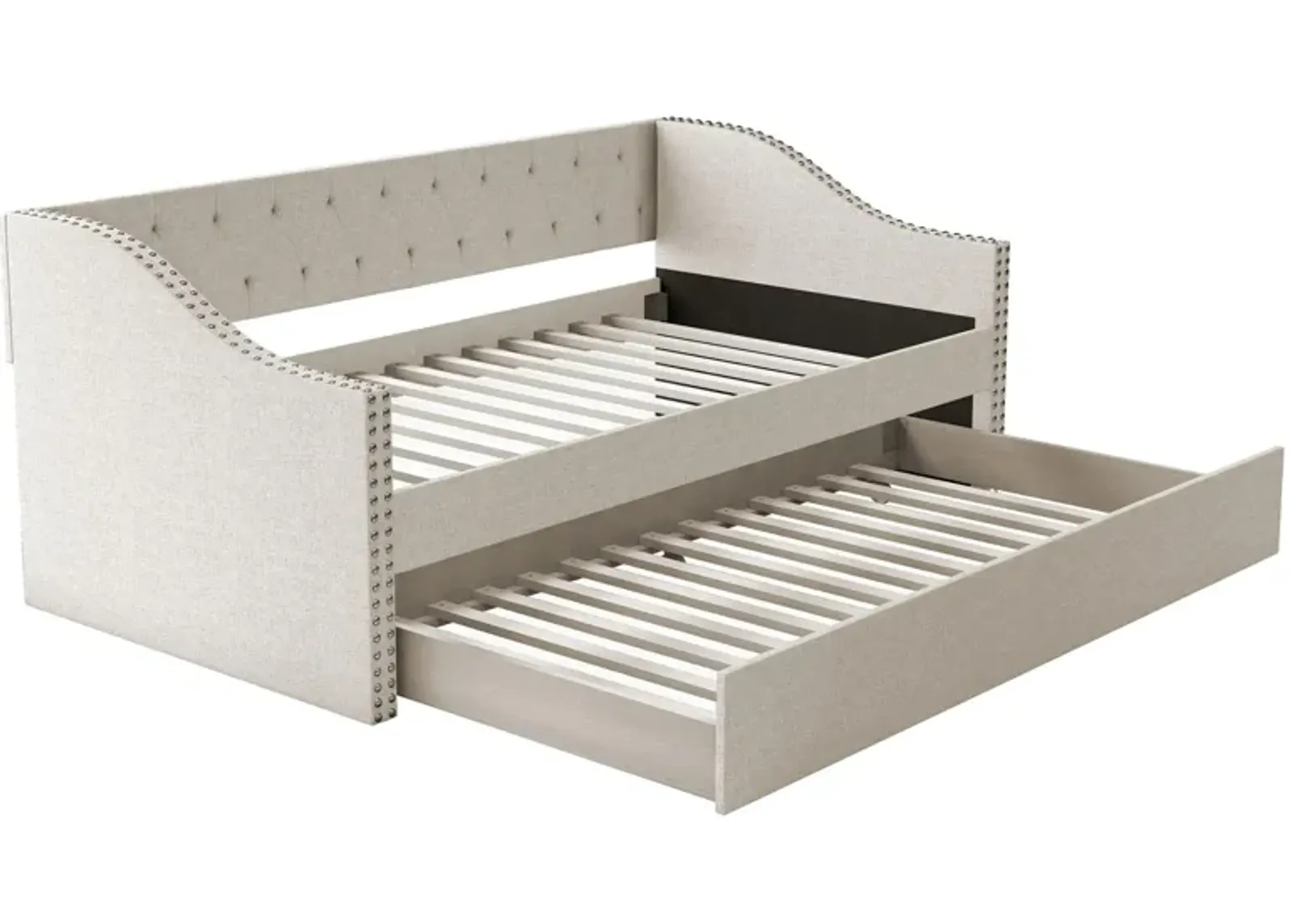 Mandrake Fabric Daybed with Trundle Set in White by Boyd Flotation