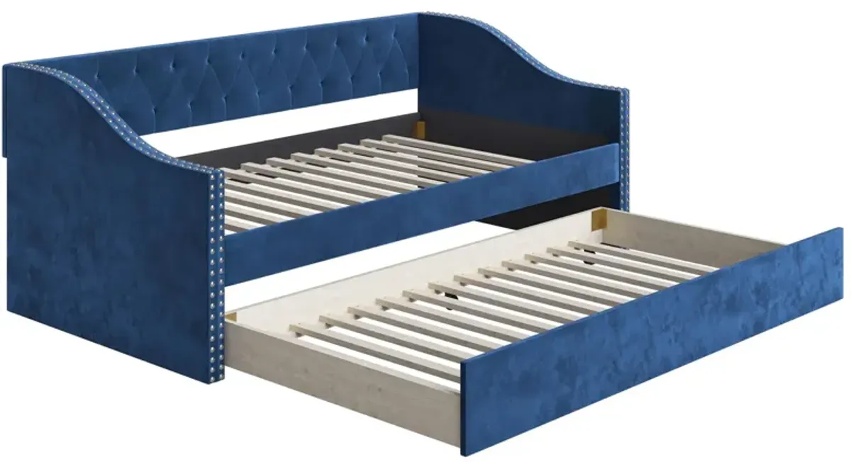 Dexter Velour Daybed with Trundle Set in Blue by Boyd Flotation