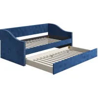 Dexter Velour Daybed with Trundle Set in Blue by Boyd Flotation