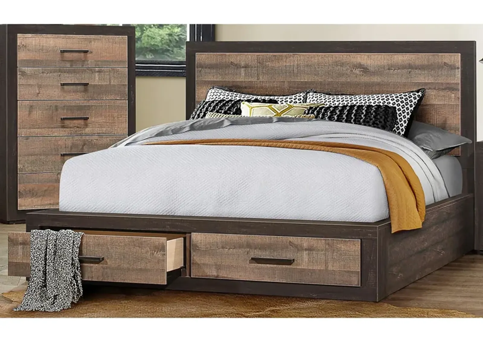 Chad Storage Bed in Dark Ebony & Rustic Mahogany by Homelegance