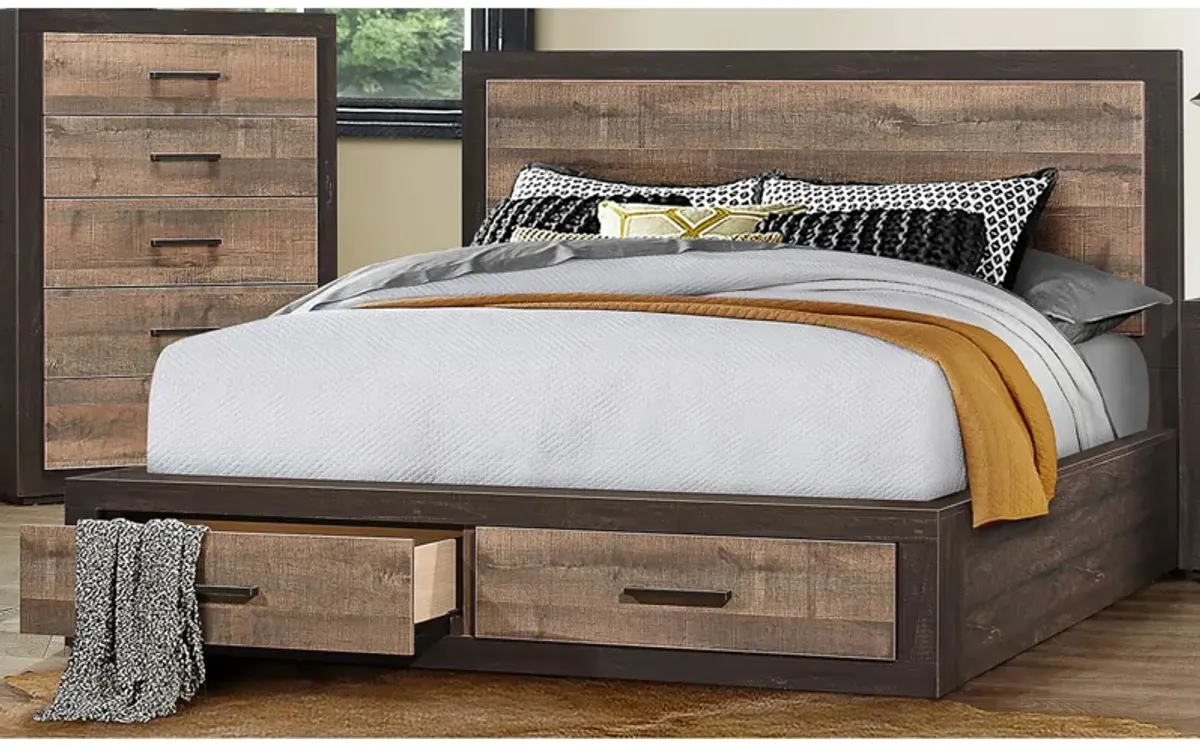 Chad Storage Bed in Dark Ebony & Rustic Mahogany by Homelegance