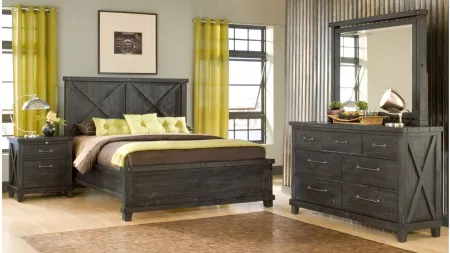 Zabela Panel Bed in Black Pine by Bellanest