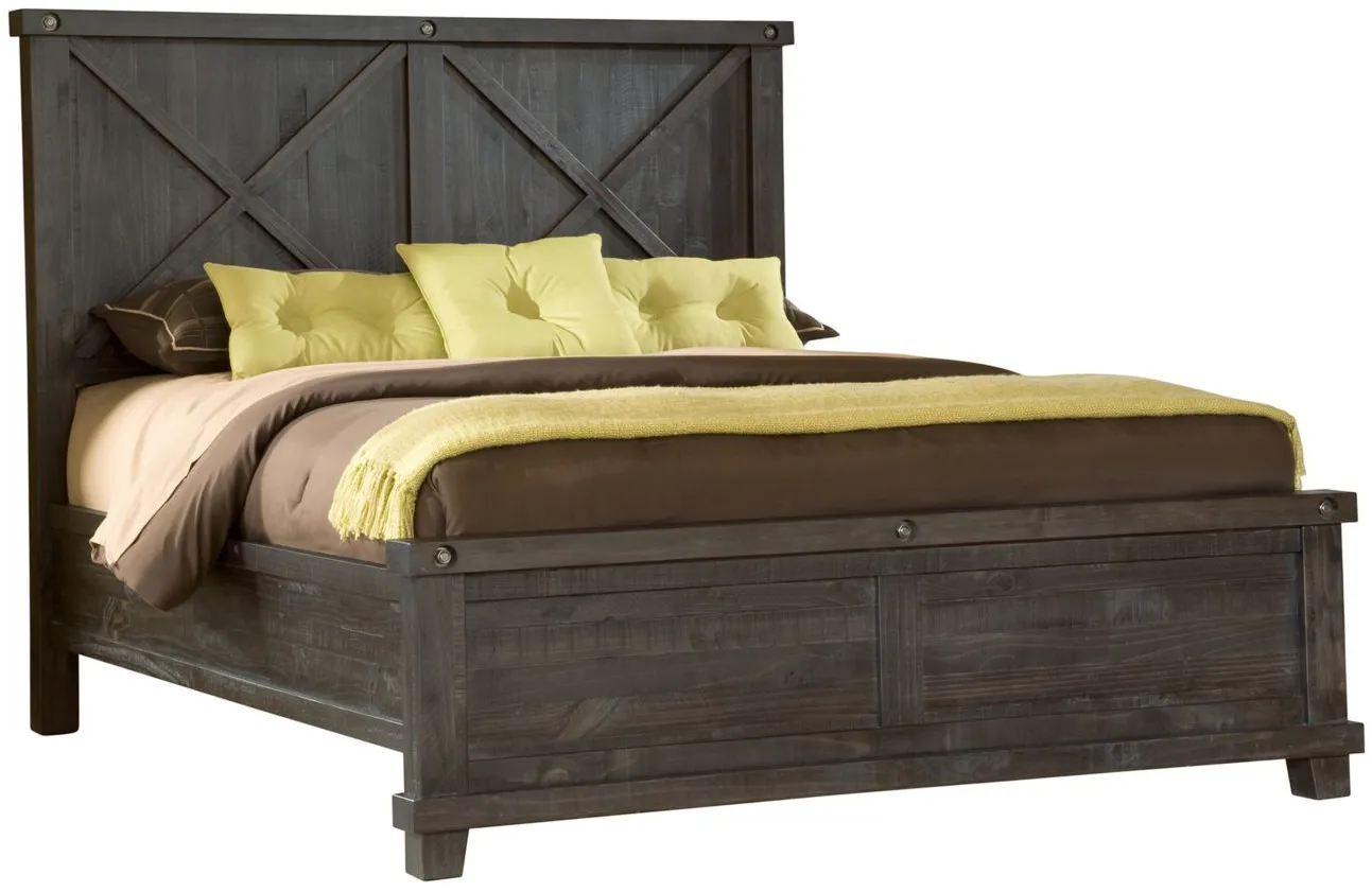 Zabela Panel Bed in Black Pine by Bellanest