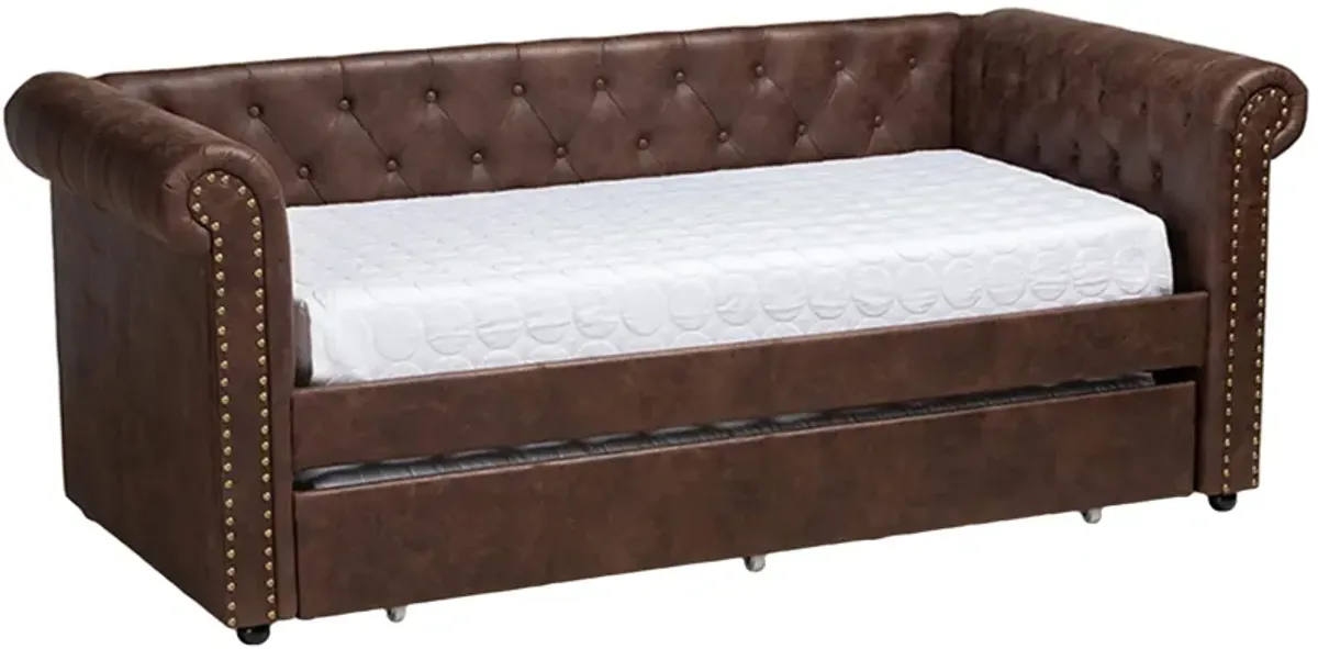 Mabelle Daybed with Trundle in Brown by Wholesale Interiors