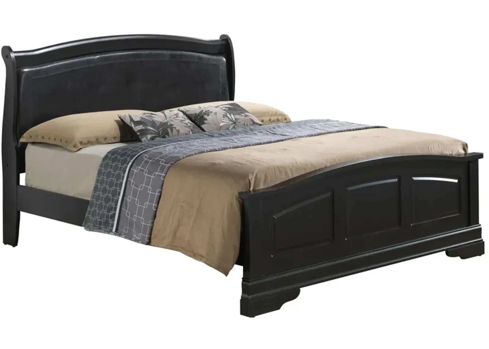 Rossie Upholstered Panel Bed in Black by Glory Furniture