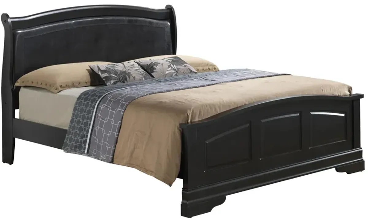 Rossie Upholstered Panel Bed in Black by Glory Furniture