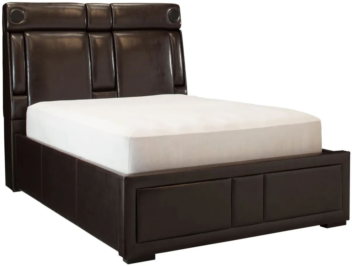 Axum Upholstered Bed in Dark Brown by Bellanest