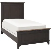 Dakota Twin Panel Bed in Wirebrushed Black w/ Ember Gray Tops by Liberty Furniture
