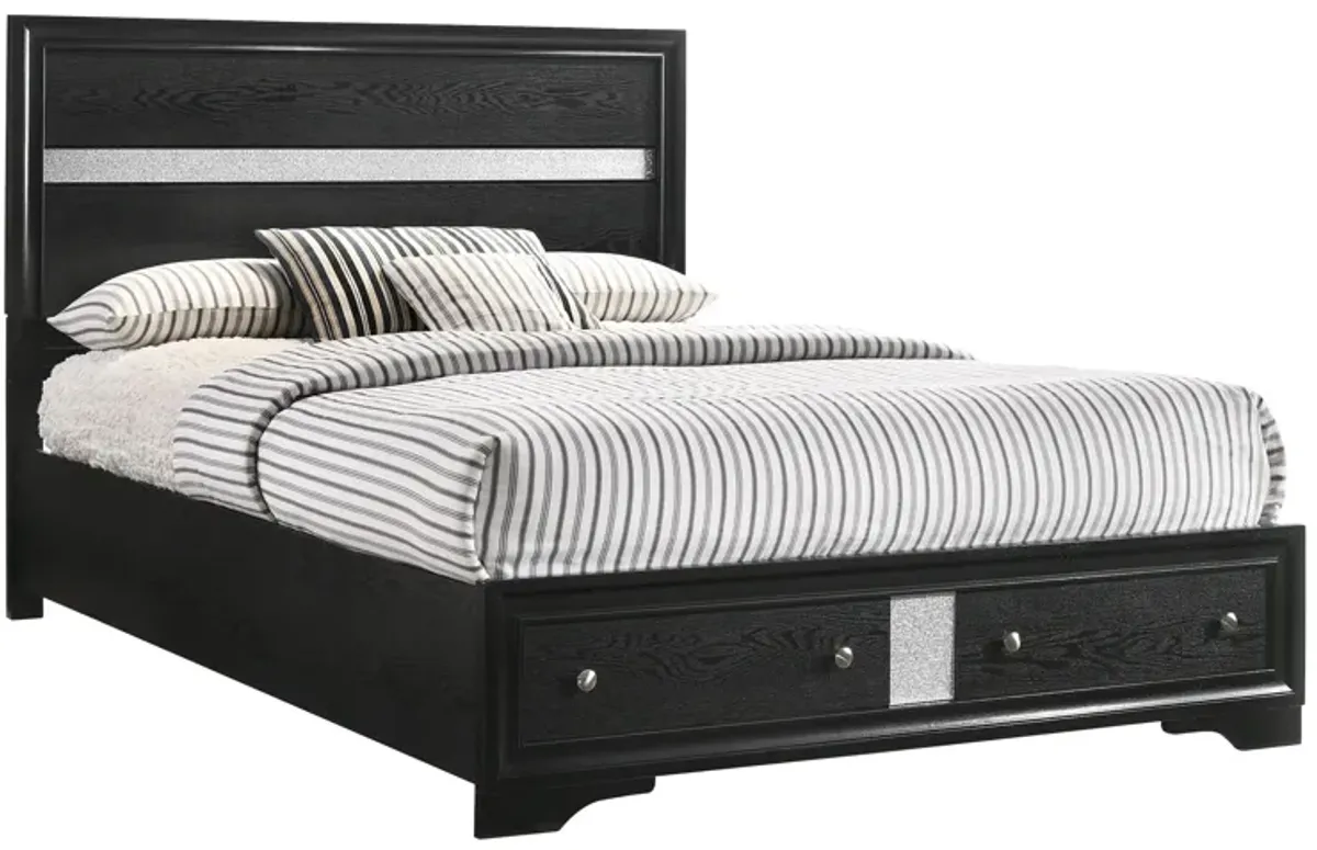 Regata Storage Bed in Black/Silver by Crown Mark