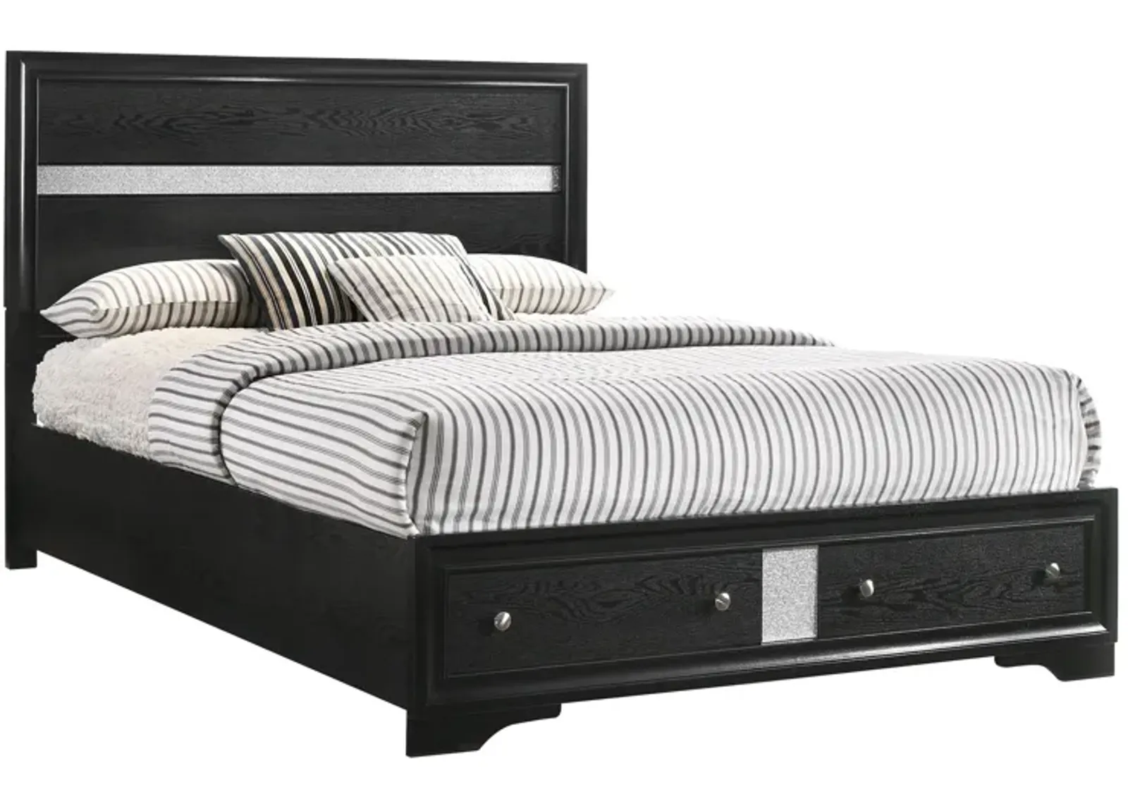 Regata Storage Bed in Black/Silver by Crown Mark