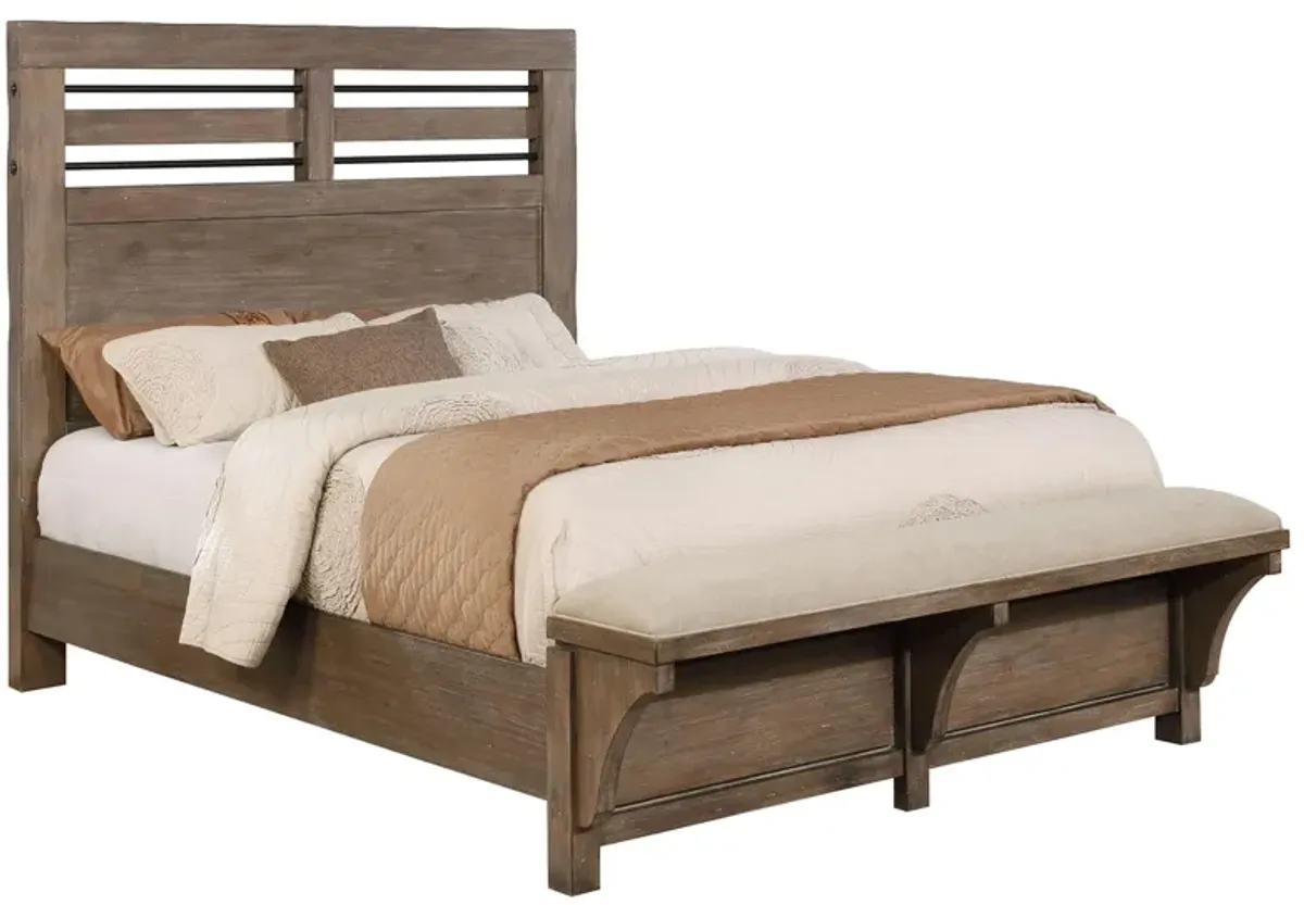 Round Rock Panel Bed in Brushed Medium Acacia by Avalon Furniture