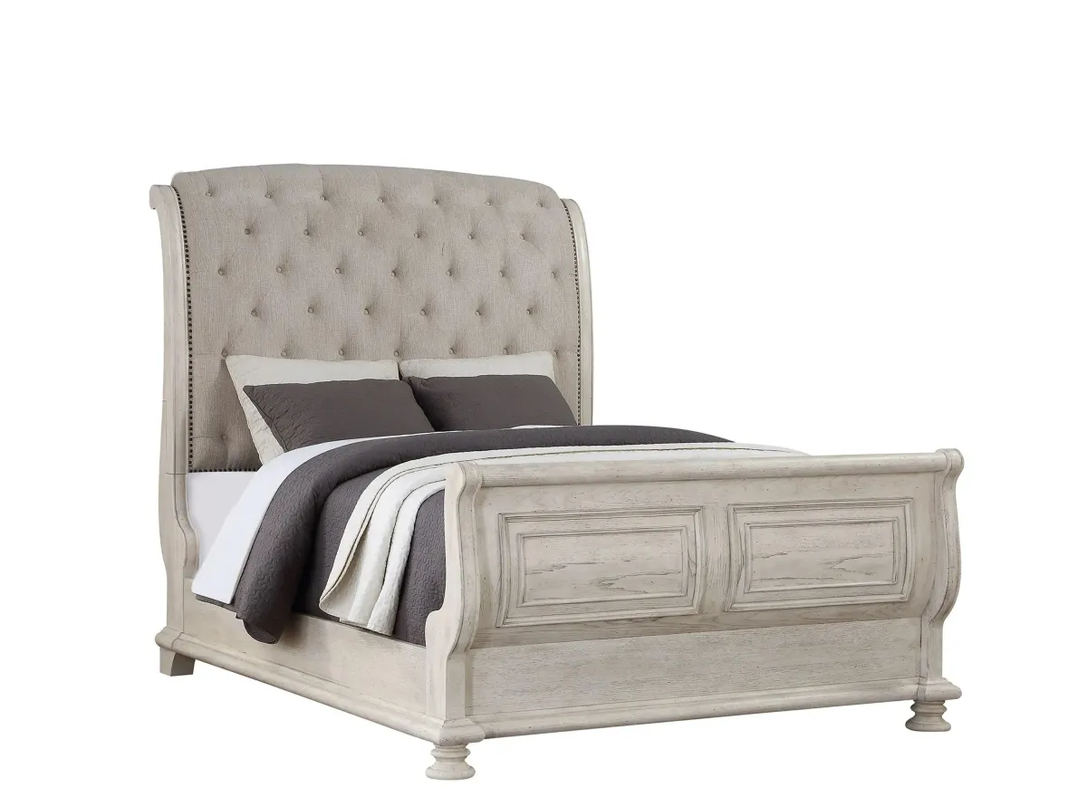 Barton Creek Upholstered Sleigh Bed in White by Avalon Furniture