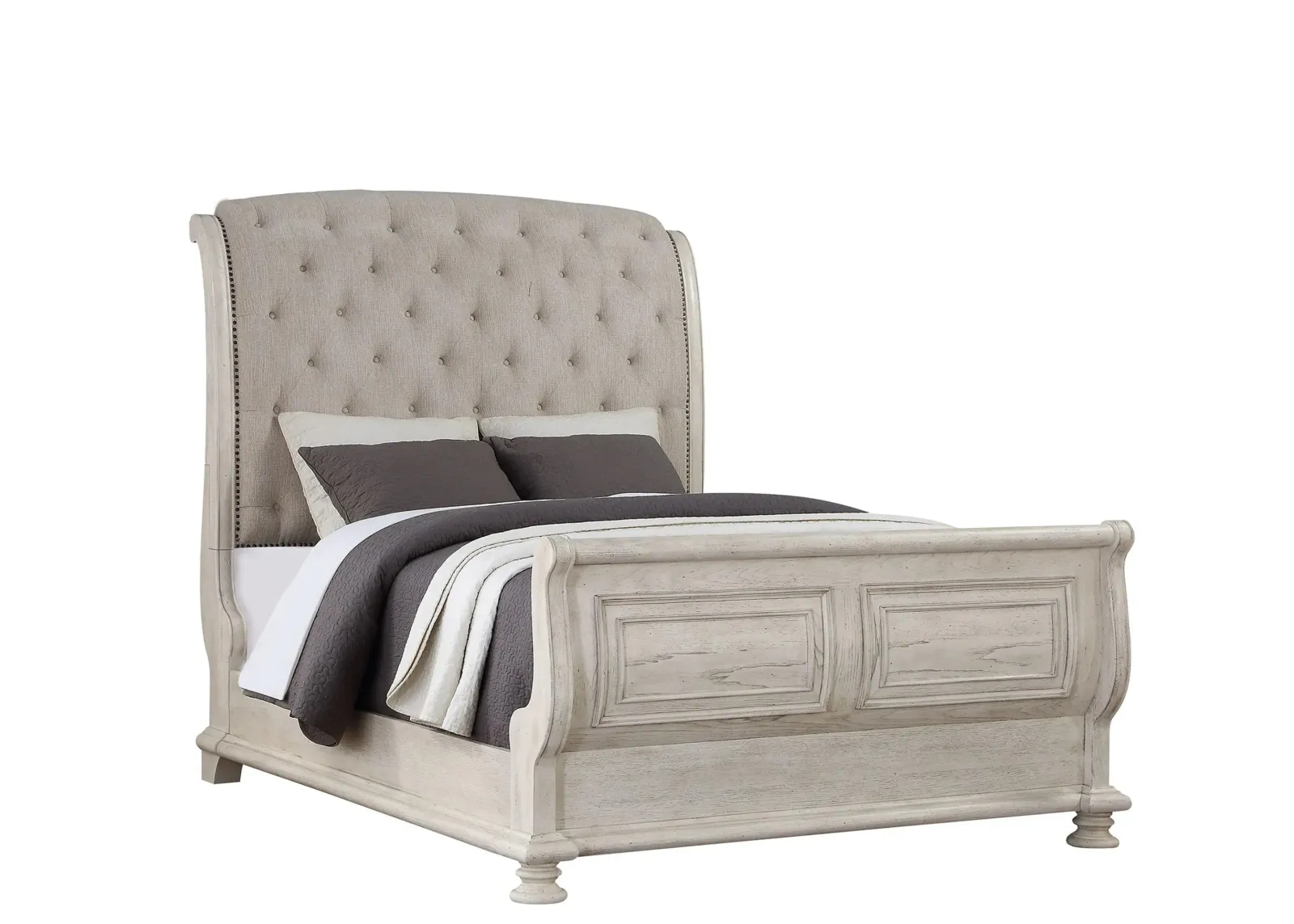 Barton Creek Upholstered Sleigh Bed in White by Avalon Furniture