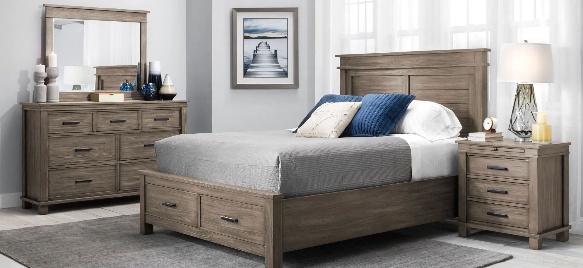 Hempstead Platform Storage Bed in Gray by A-America