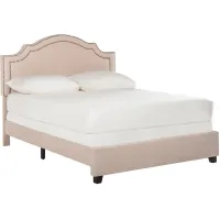 Theron Upholstered Bed in Light Beige by Safavieh