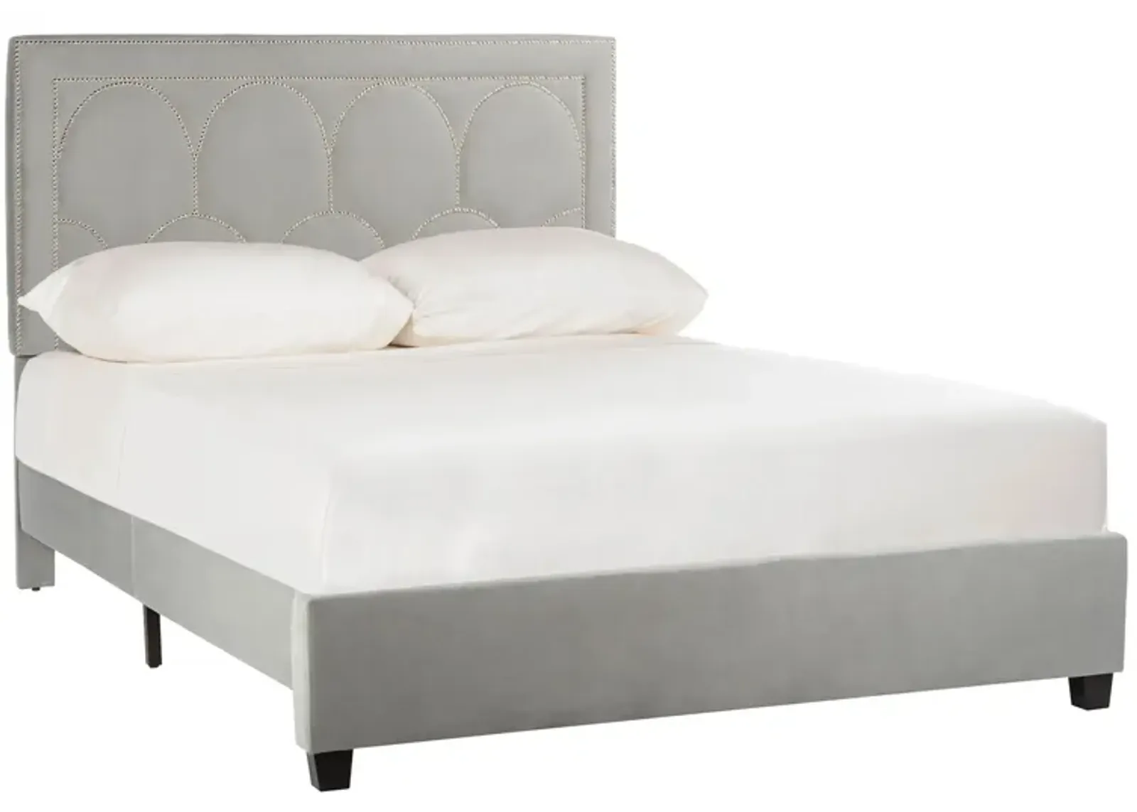 Solania Upholstered Bed in Gray Velvet by Safavieh