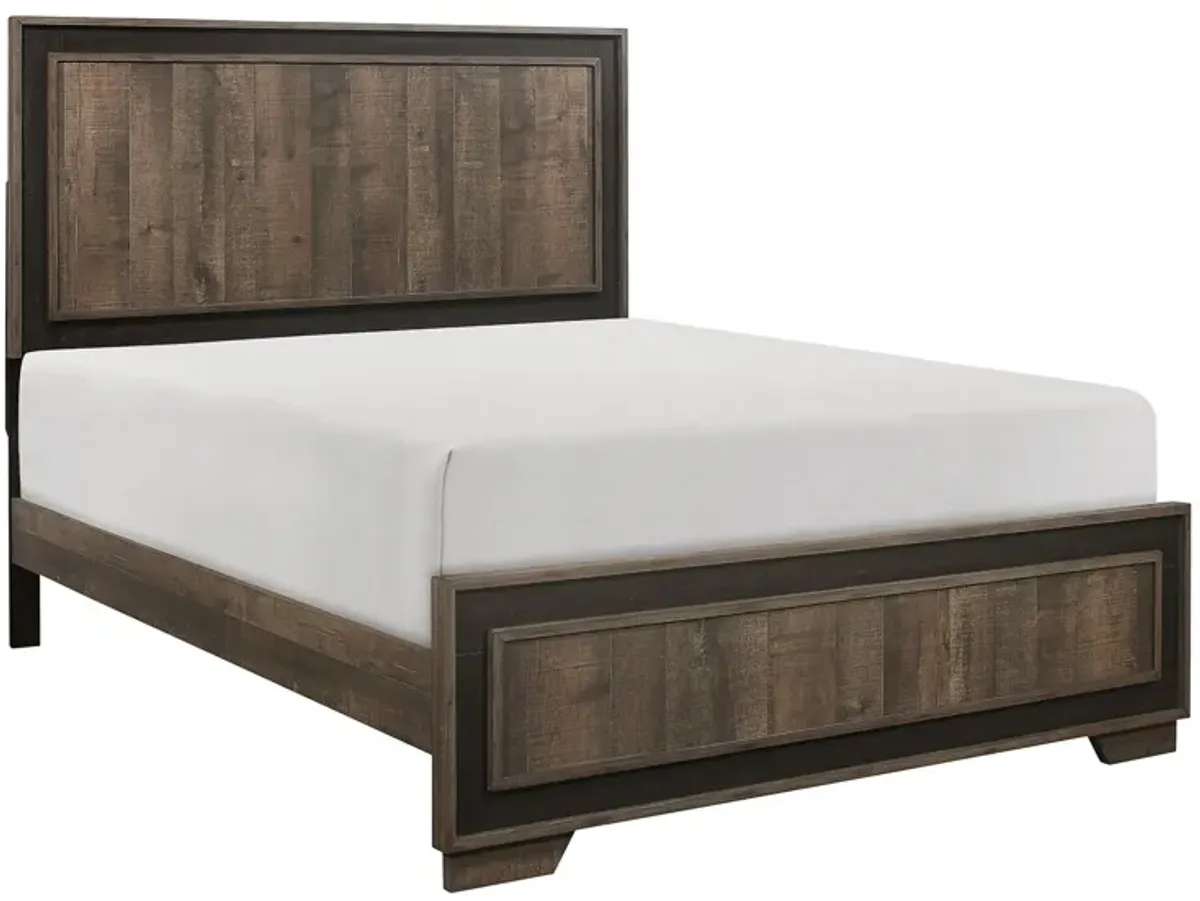 Kerren Panel Bed in Rustic Mahogany and Dark Ebony by Homelegance