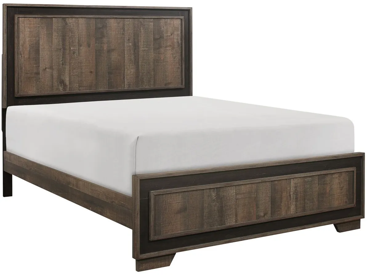 Kerren Panel Bed in rustic mahogany and dark ebony by Homelegance