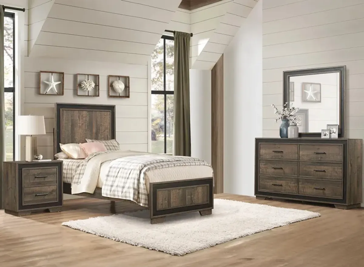 Kerren 4-pc Panel Bedroom Set in Rustic Mahogany and Dark Ebony by Homelegance