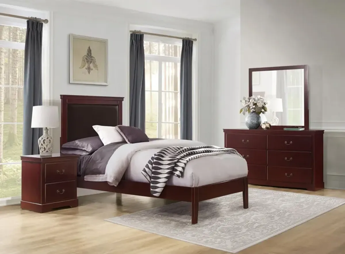 Place 4-pc Upholstered Bedroom Set in Cherry by Homelegance