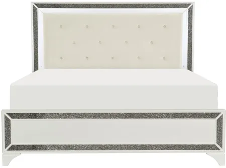 Mossbrook Upholstered Bed in Pearl White Metallic by Homelegance