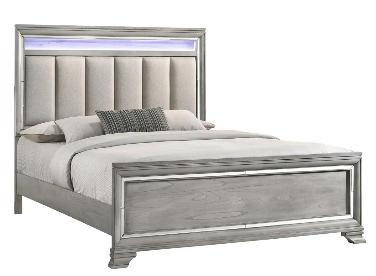 Vail Panel Bed in Light Gray by Crown Mark