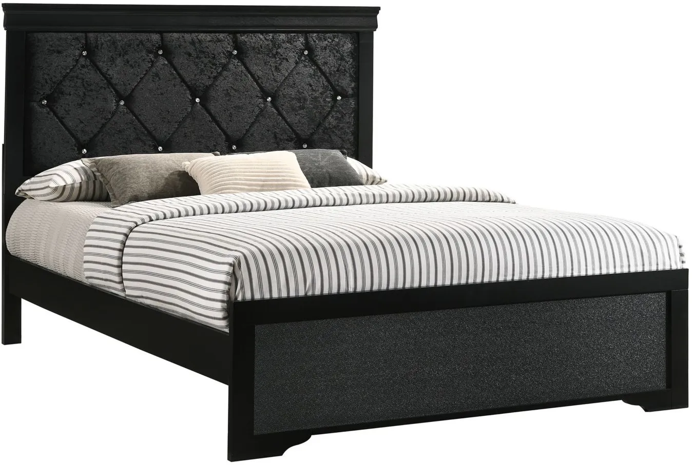 Amalia Upholstered Bed in Black by Crown Mark