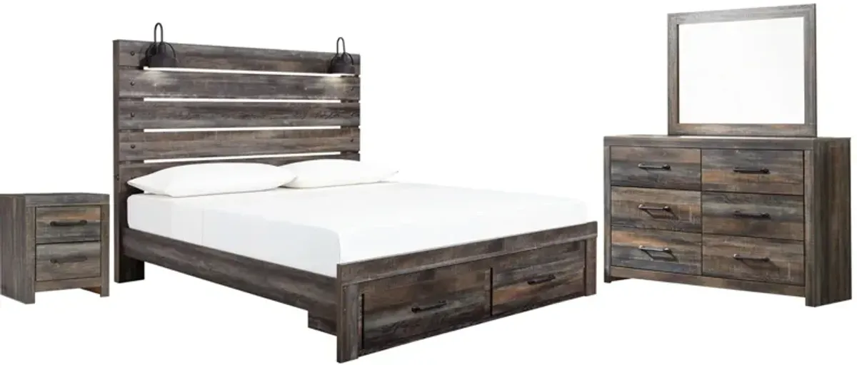 Luna 4-Pc. Panel Bedroom Set w/Storage in Rustic Brown by Ashley Furniture