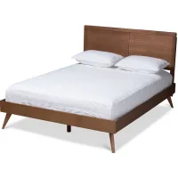 Zenon Mid-Century King Size Platform Bed in Walnut by Wholesale Interiors