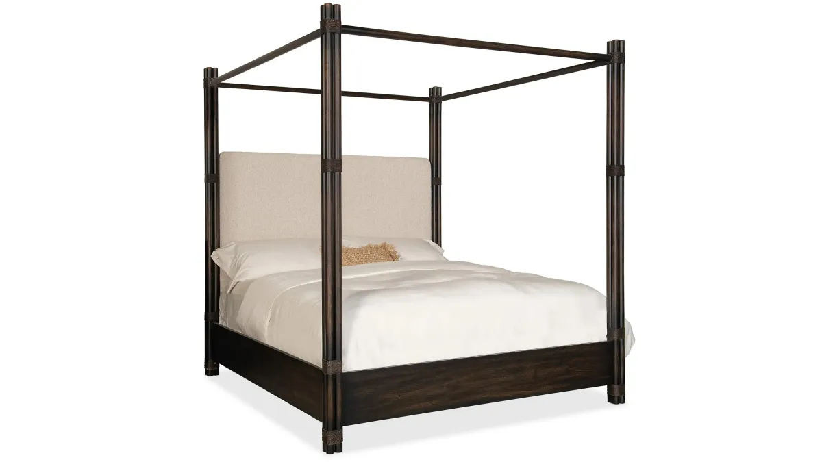 Retreat Pole Rattan Poster Bed w/Canopy