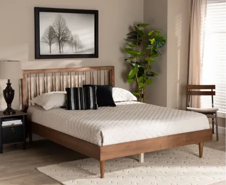 Sora Mid-Century King Size Platform Bed in Ash Walnut by Wholesale Interiors