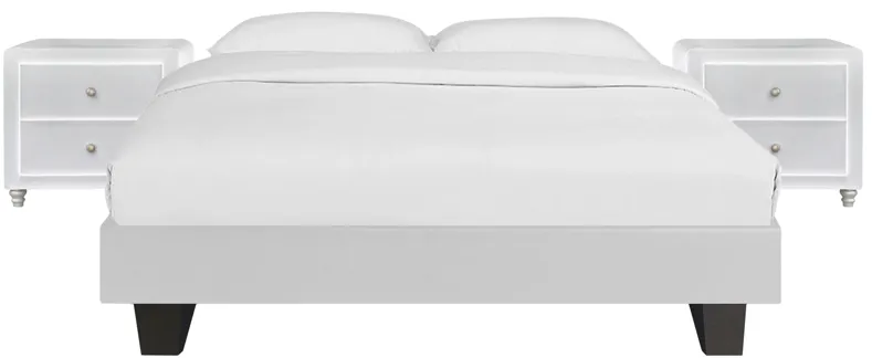 Acton Platform Bed with 2 Nightstands in White by CAMDEN ISLE