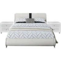 Carlton Platform Bed with 2 Nightstands in White by CAMDEN ISLE
