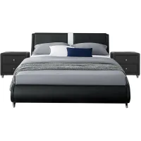 Carlton Platform Bed with 2 Nightstands in Black by CAMDEN ISLE