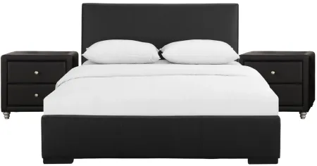 Hindes Platform Bed with 2 Nightstands in Black by CAMDEN ISLE