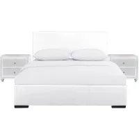 Hindes Platform Bed with 2 Nightstands in White by CAMDEN ISLE