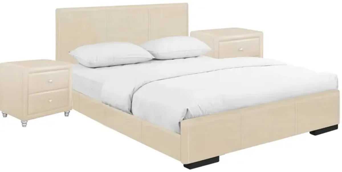 Hindes Platform Bed with 2 Nightstands