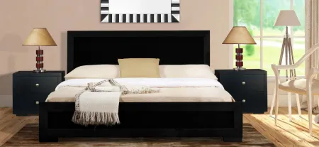 Trent Platform Bed with 1 Nightstand in Black by CAMDEN ISLE