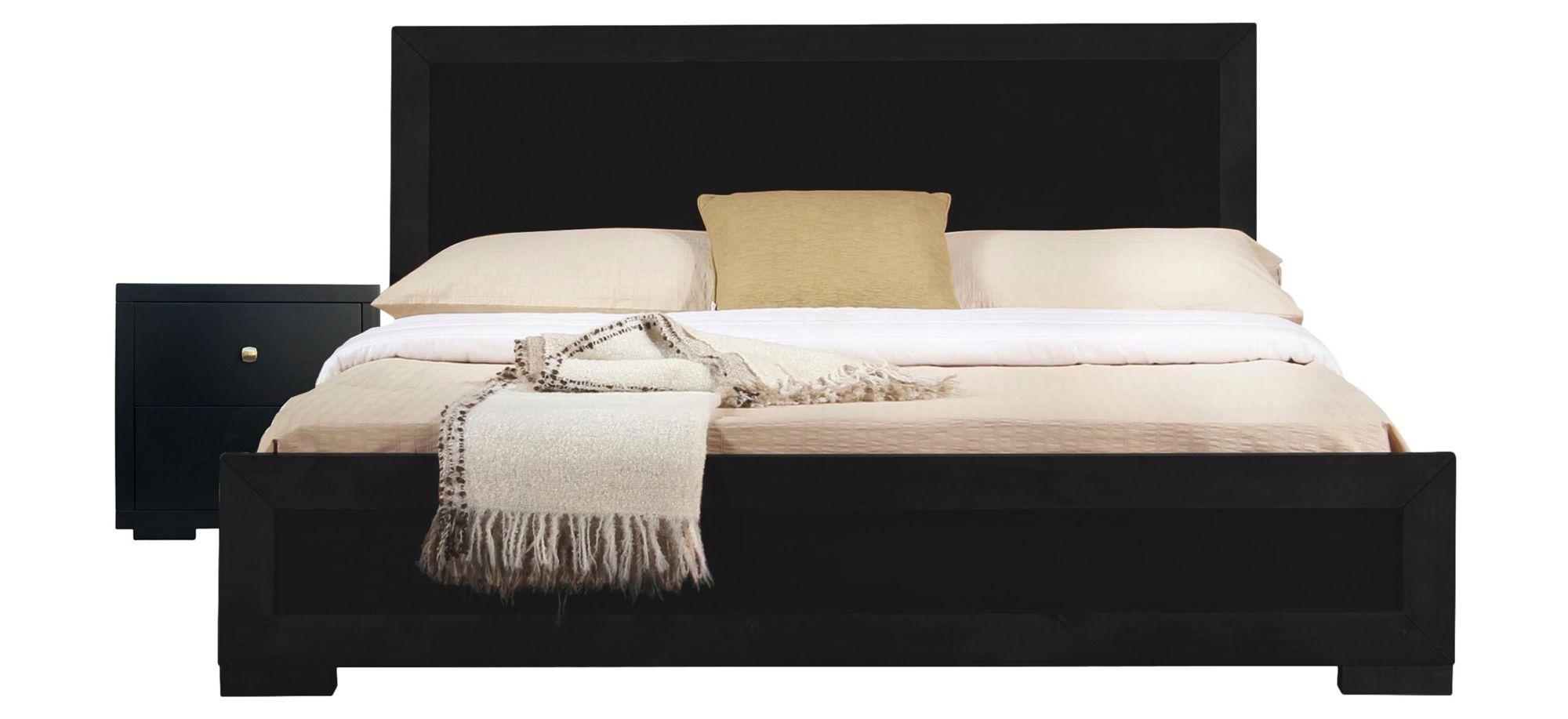 Trent Wooden Platform Bed with 1 Nightstand