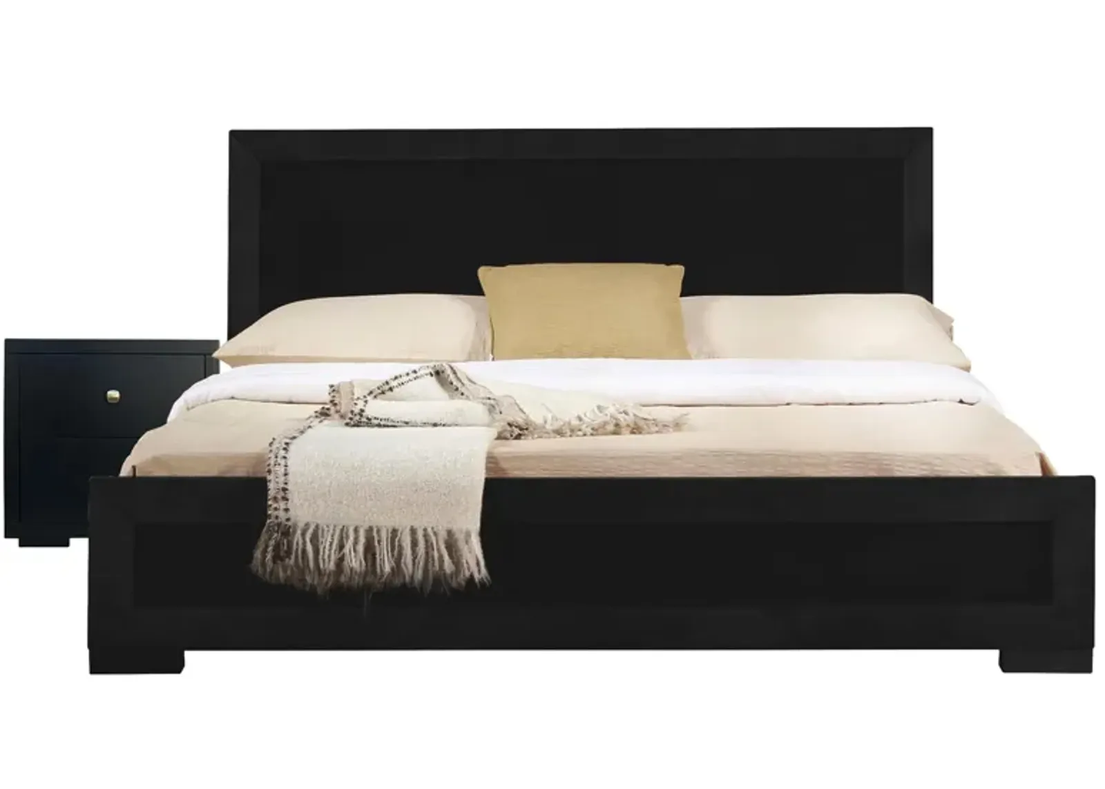 Trent Platform Bed with 1 Nightstand in Black by CAMDEN ISLE