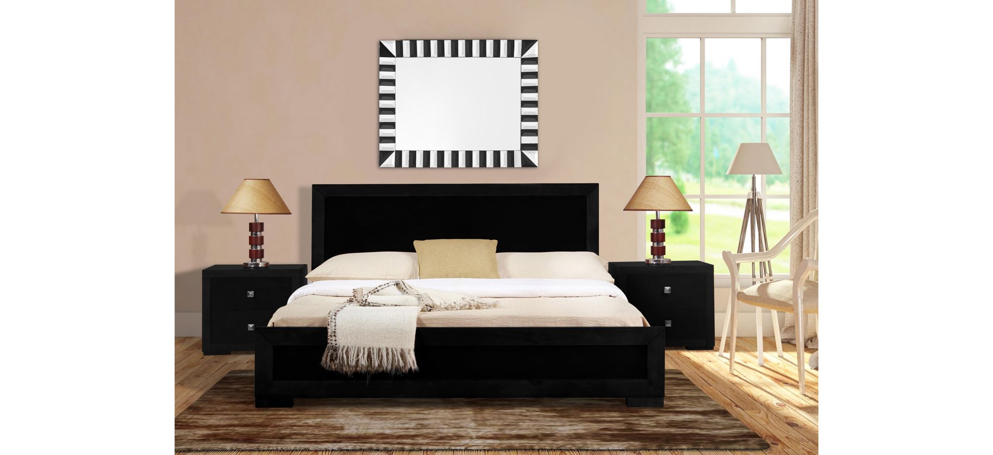 Trent Platform Bed in Black by CAMDEN ISLE