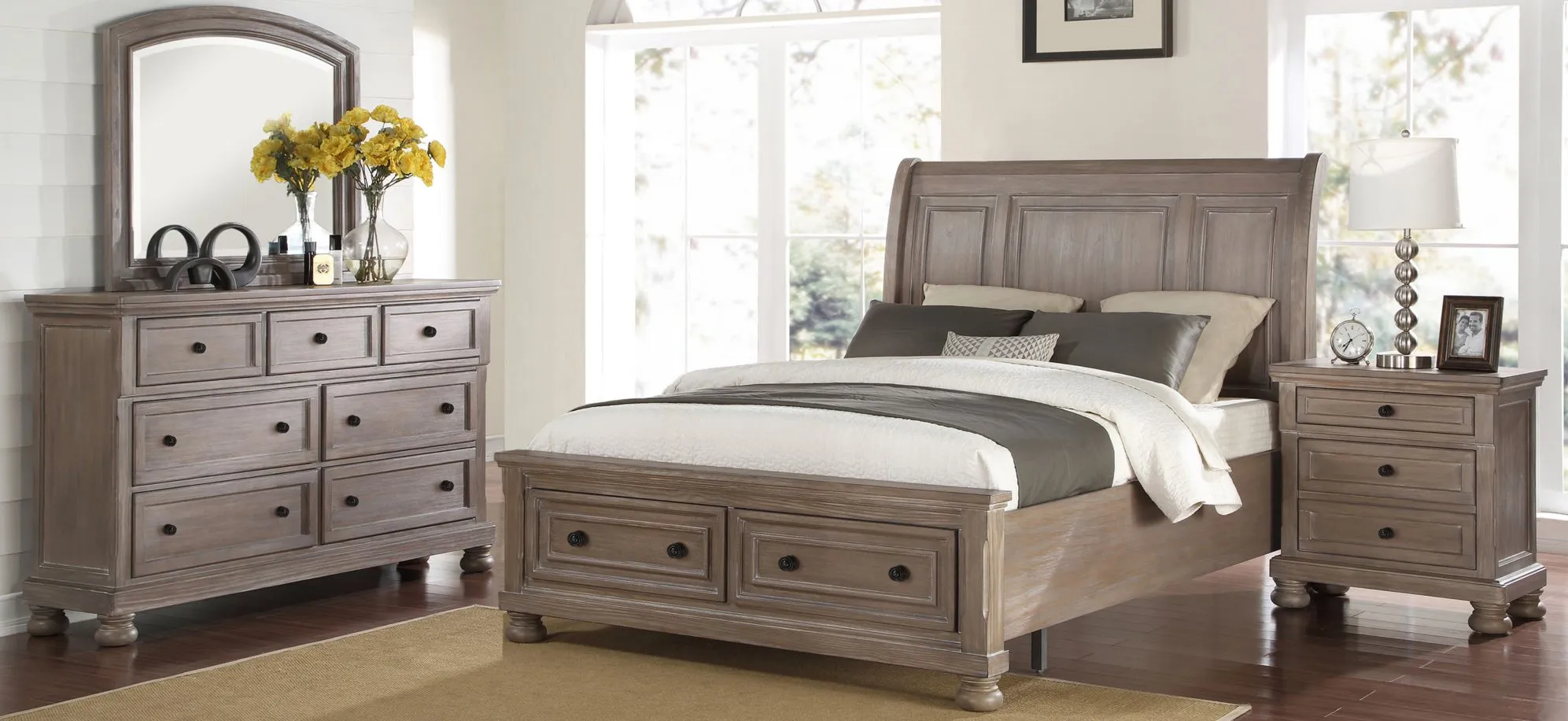 Allegra 4-pc. Storage Bedroom Set in Pewter by New Classic Home Furnishings