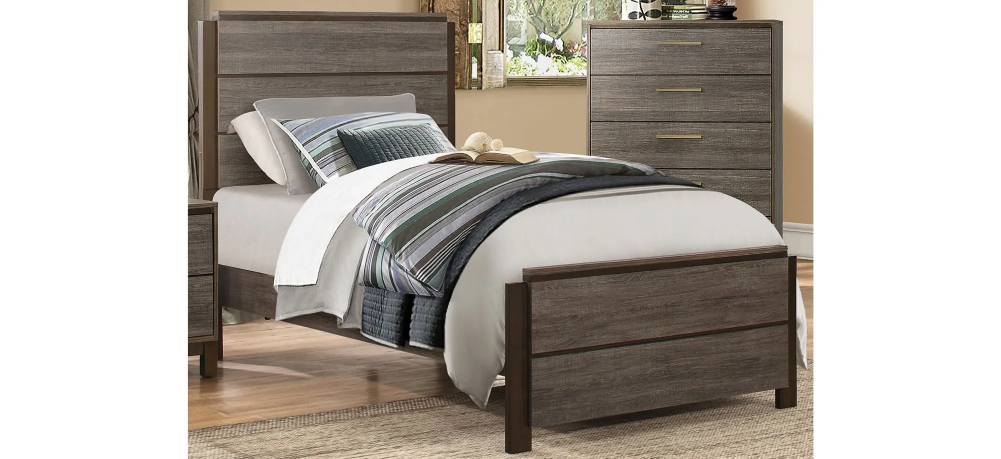 Solace Bed in Antique gray and dark brown by Homelegance