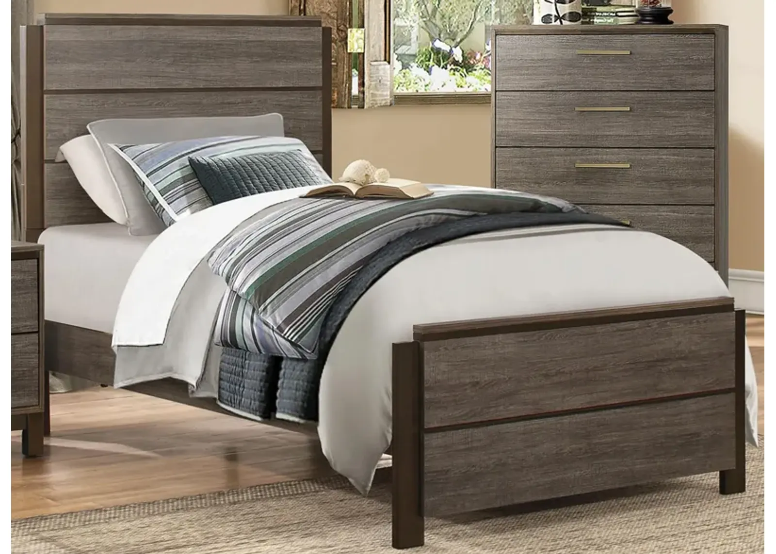 Solace Bed in Antique Gray and Dark Brown by Homelegance