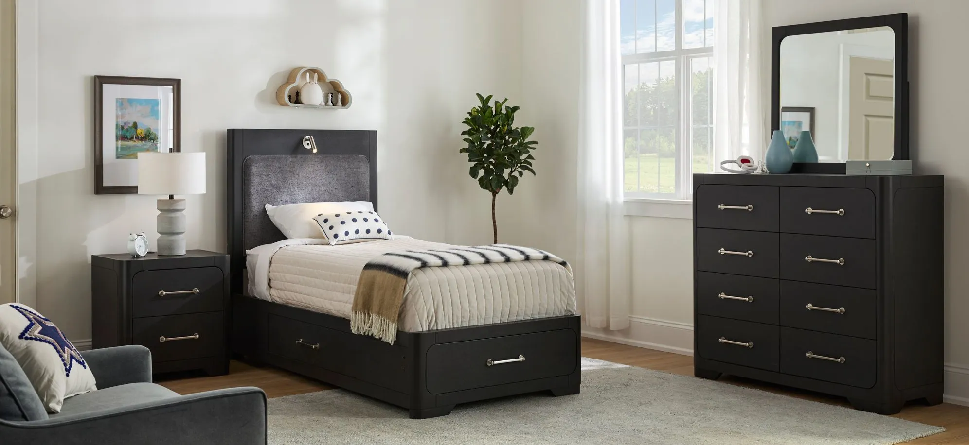 Palmer Lake Twin Storage Bed in Black by Najarian