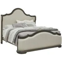 Cooper Falls Shelter-Back Upholstered Bed in Brown;Cream by Samuel Lawrence