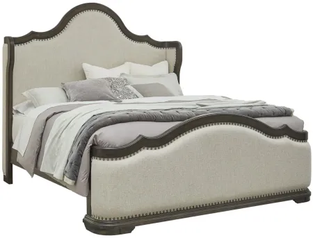 Cooper Falls Shelter-Back Upholstered Bed in Brown;Cream by Samuel Lawrence