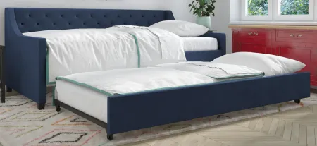 Her Majesty Daybed & Trundle in Blue Linen by DOREL HOME FURNISHINGS