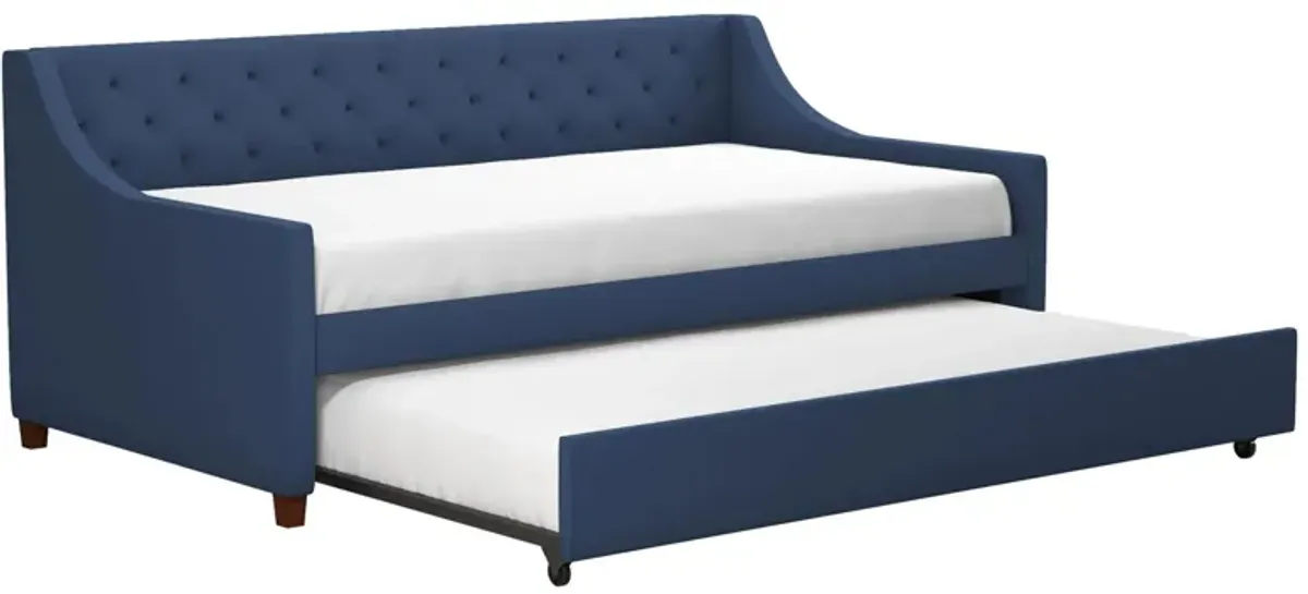 Her Majesty Daybed & Trundle in Blue Linen by DOREL HOME FURNISHINGS